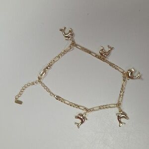 Gold plates dolphin anklet